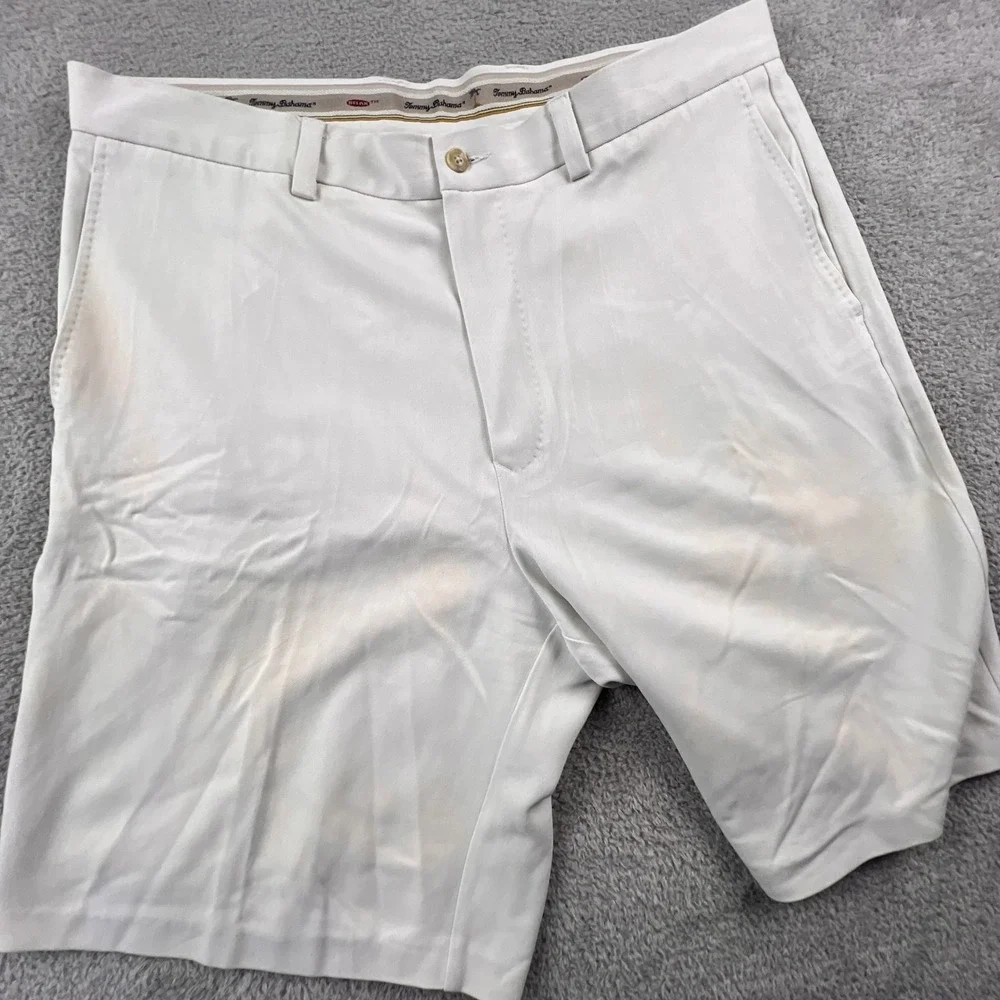 Tommy Bahama Silk Shorts Mens‎ 36 White Relax Flat Front Tropical Beach Casual